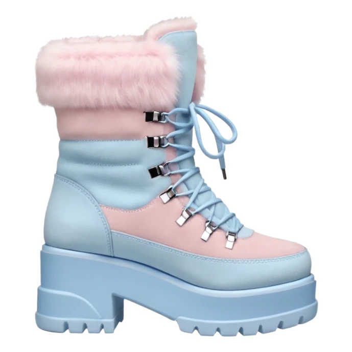 high platform suede & fur winter boots in pastel colours sticker