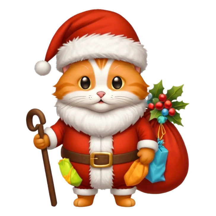 A cat dressed as Santa Claus and New Year 2026 sticker