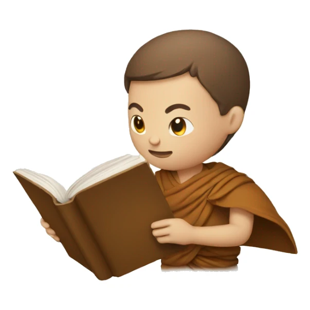 human monk with brown hair holding a book  sticker