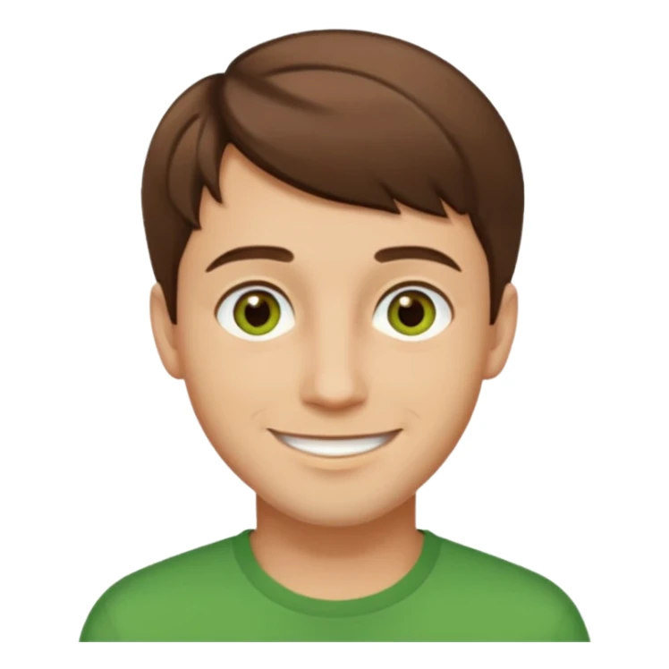 guy with a short hair that is medium brown. hazel eyes that lean green. light skin sticker