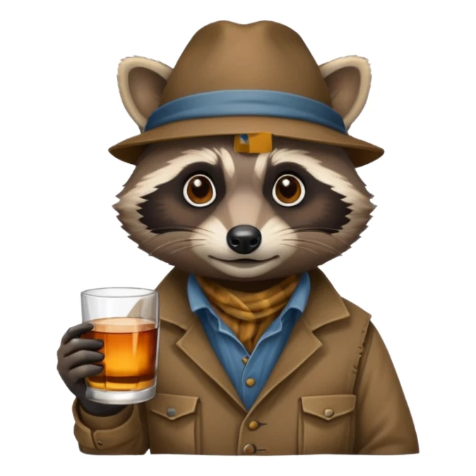 Hobo raccoon with one glass of whiskey sticker