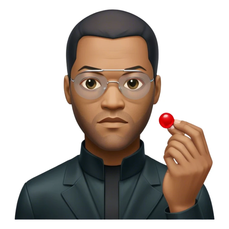 Neo, Lawrence fishburne from the matrix, holding red and blue pill sticker