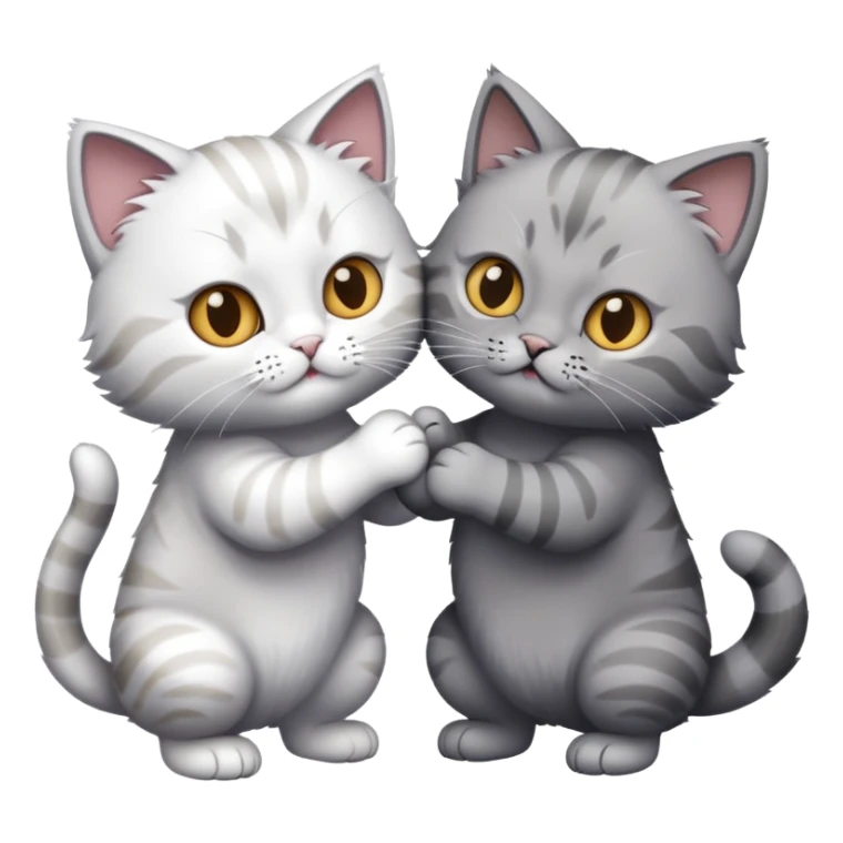 Two British cats (breed) fighting: one grey girl and one white boy with white tips  sticker