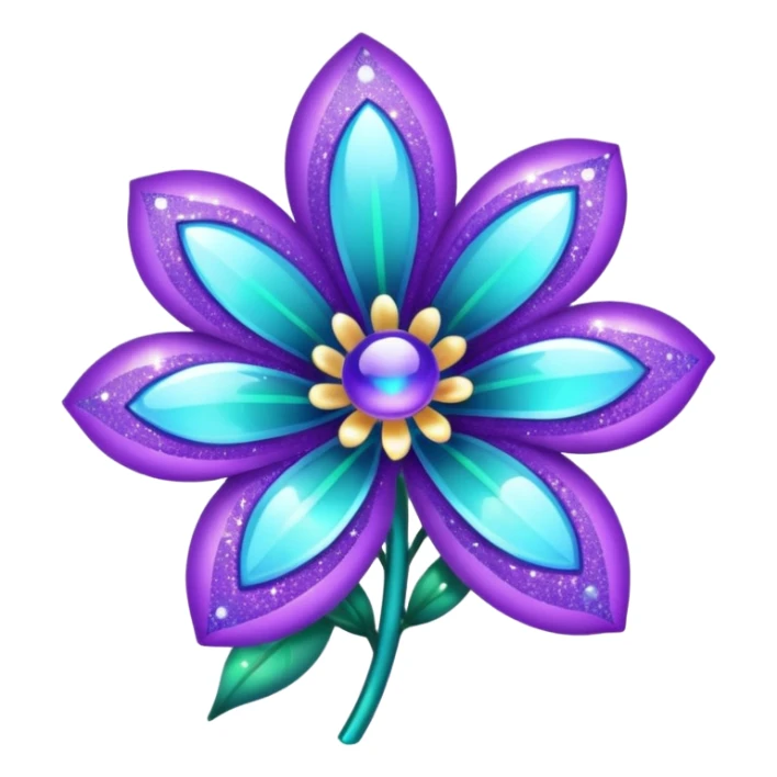 glitter purple and cian flower sticker