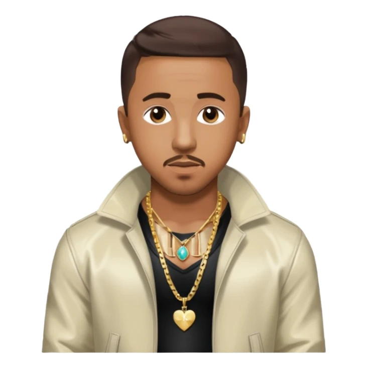 Marques Houston with dark brown hair, shirtless with necklace, metallic ivory jacket sticker