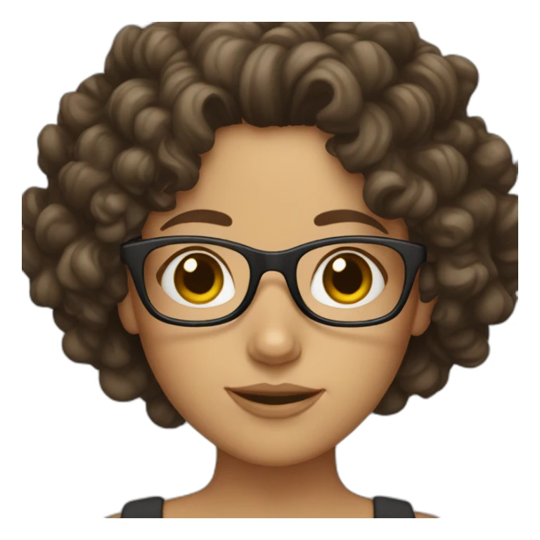 brunette girl with glasses and curly hair sticker