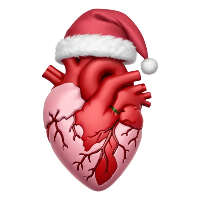 Anatomical heart with light pink Santa hat  sticker