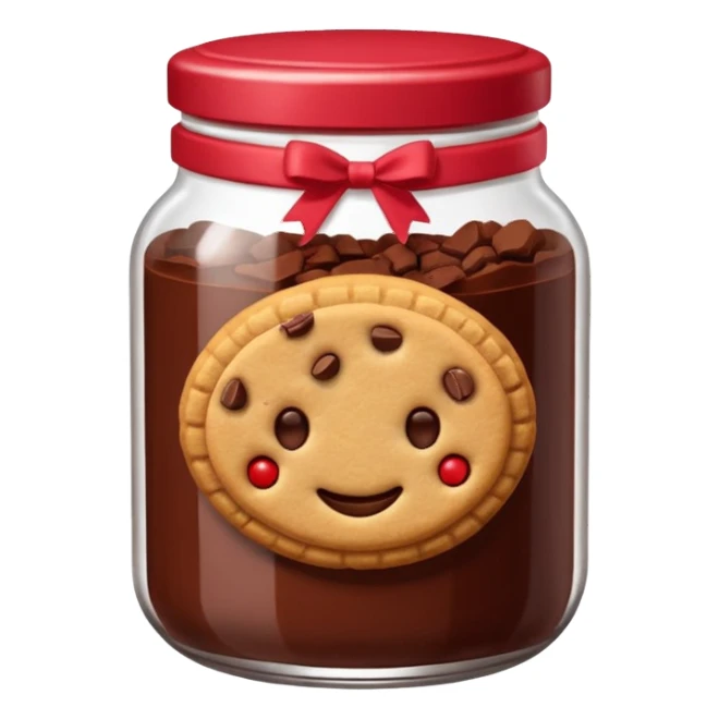 Haz un emoji de un tarro de galletas Red Velvet con pepitas de chocolate blanco sticker