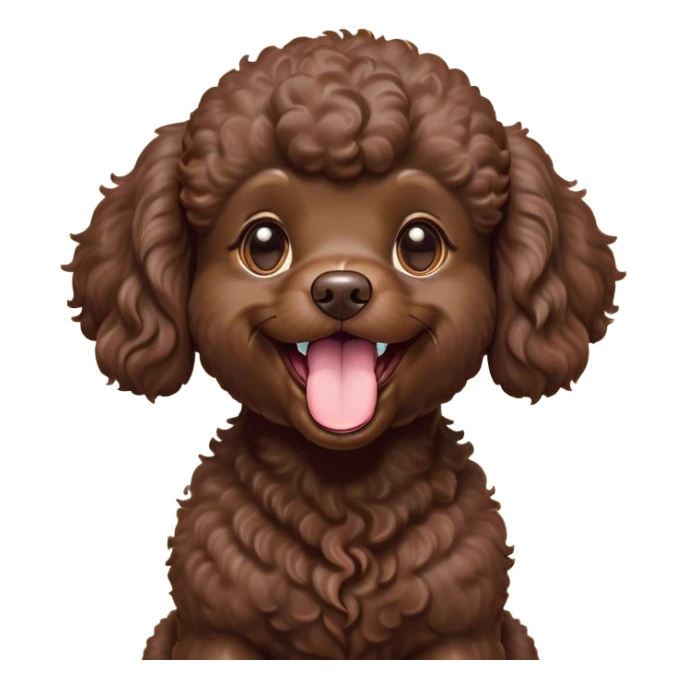 Cinematic Cute Yawning Chocolate Poodle Portrait Emoji, Head tilted slightly with a dramatic, wide-open yawn, displaying a soft, curly chocolate Fur with a refined texture, floppy ears slightly drooping, round brown eyes barely open in drowsy contentment, Simplified yet irresistibly adorable features, highly detailed, glowing with a soft, cozy glow, high shine, relaxed yet expressive, stylized with a touch of whimsy, bright and endearing, soft glowing outline, capturing the essence of a sleepy yet affectionate companion, so drowsy it feels like it could stretch right out of the screen and curl up for a nap! sticker