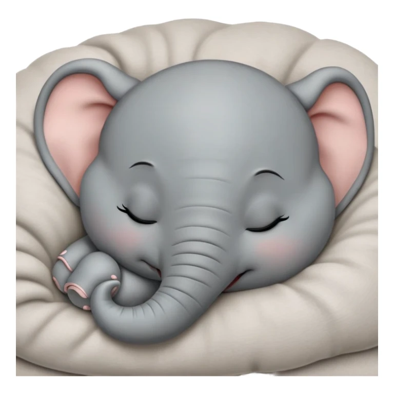 meme-worthy-cute-sleeping-baby-elephant-portrait-emoji,-head-resting-peacefully-with-a-contented-smile,-showcasing-a-delightfully-tiny-build-and-a-luxuriously-soft-gray-hide,-eyes-shut-in-a-serene,-restful-nap,-simplified sticker