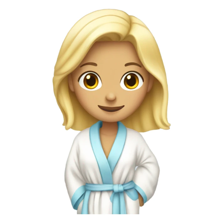 pretty blonde girl in bath robe with hair towel sticker