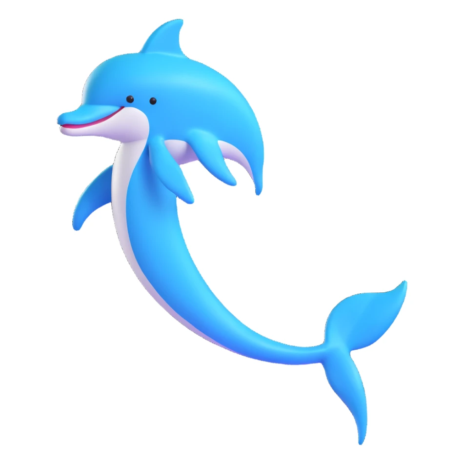 realistic and dynamic 3D dolphin's tail with a sense of movement sticker