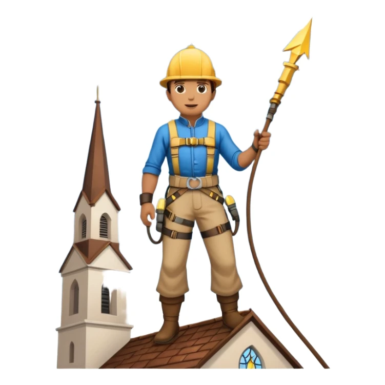 steeplejack man lightning conductor on a church spire sticker