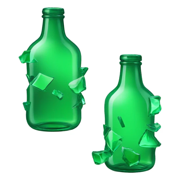 broken pieces of green glass bottle sticker