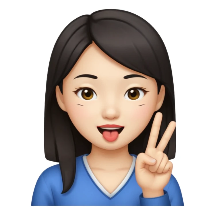 asian girl winking, one finger in her mouth  sticker