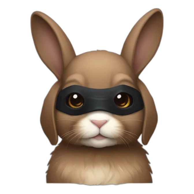 brown holland lop rabbit wearing batman mask (portrait, facing forward, iOS 17 style, happy) sticker