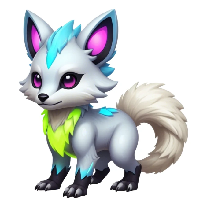 Epic Edgy Cute Colorful Vibrant Light Pale Modern Vernid-Protogen-creature-animal, full body sticker
