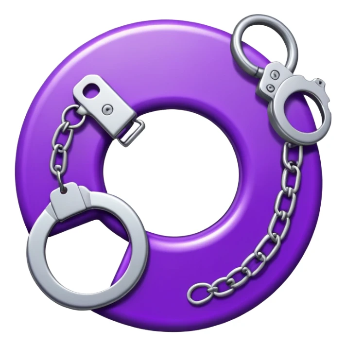 Generate an emoji for a purple-ish map marker to be used in a safe-route mapping app. Inside the inner circle, add handcuffs sticker