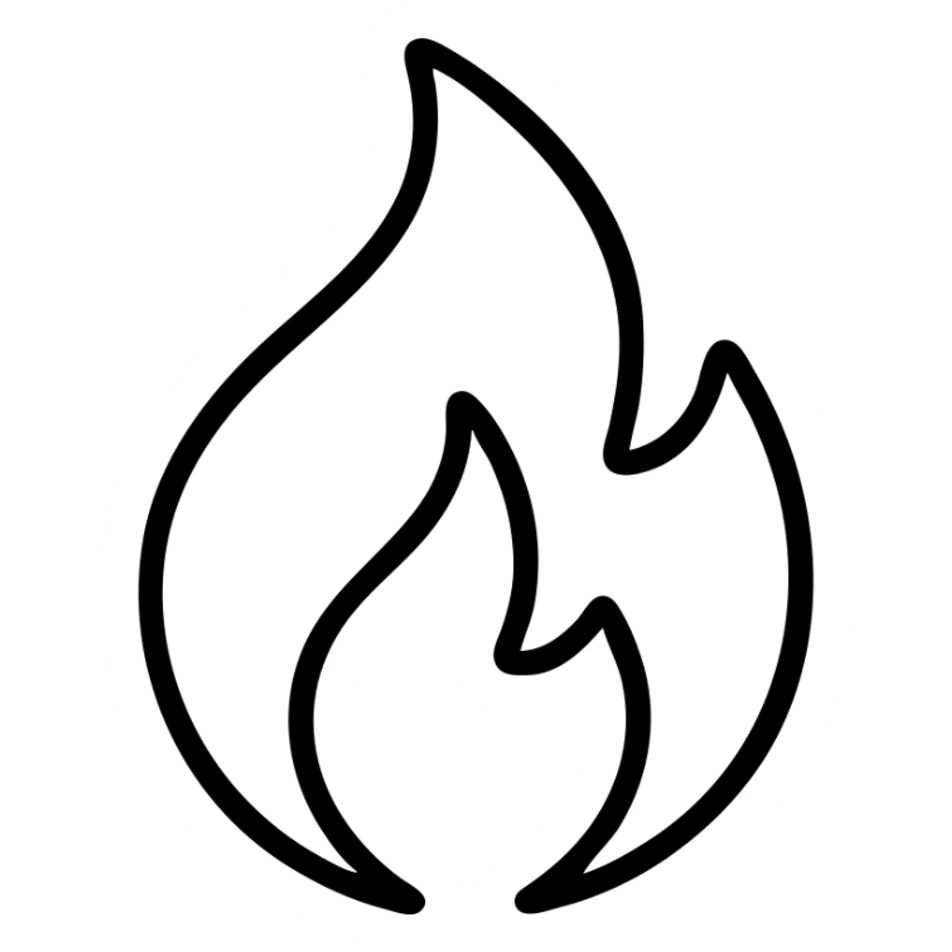 dynamic flame, smooth curves, strong black outline, no color sticker