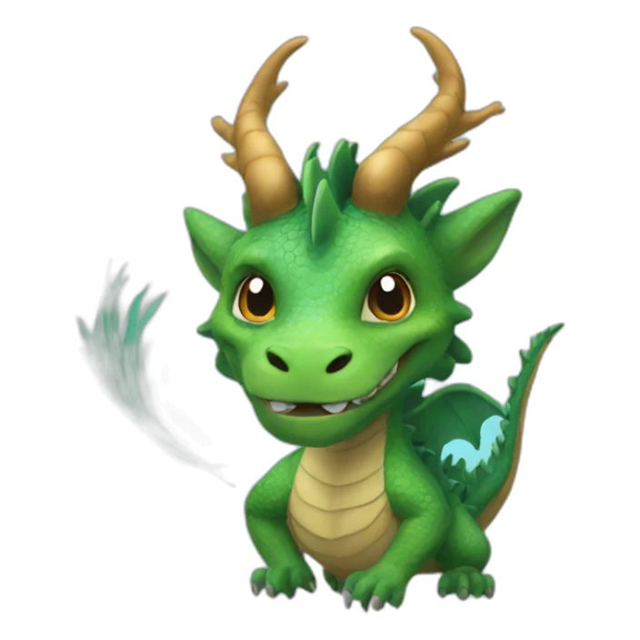 A water dragon with deer horns and long, lush hair sticker