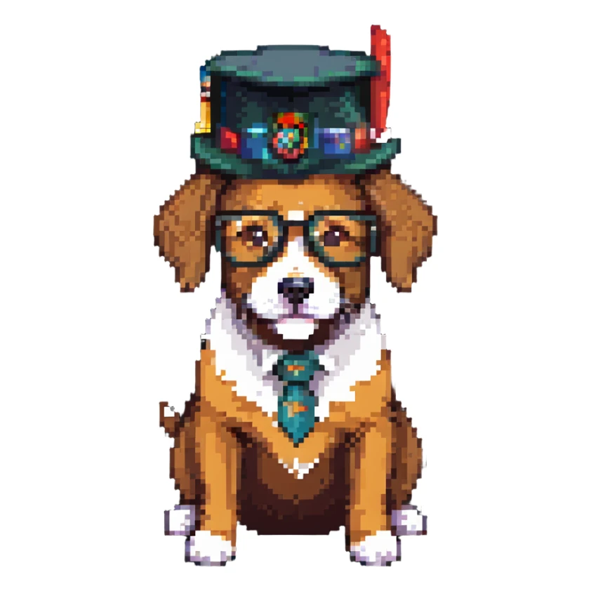 dog in a professor's hat and glasses sticker