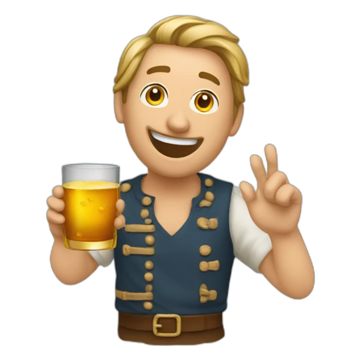 un aventurier buvant une bouteille de rhum sticker