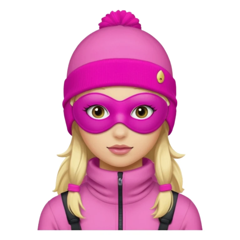 blonde girl wearing pink ski mask with pretty eyelashes  sticker