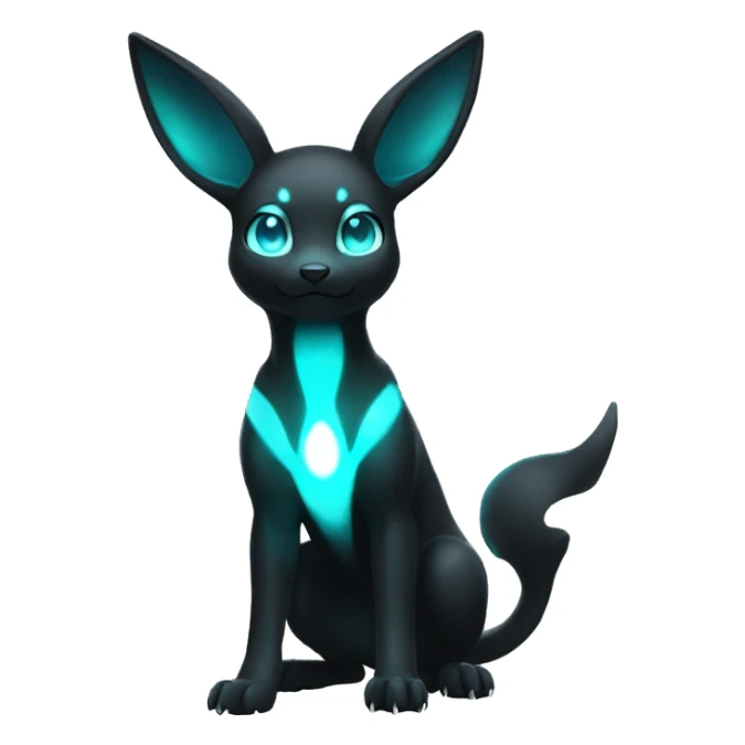 White Shiny Umbreon with glowing cyan markings full body sticker