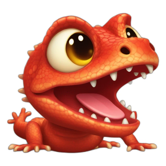 red toy hed lizard smooth round head big cartoon eyes sticker
