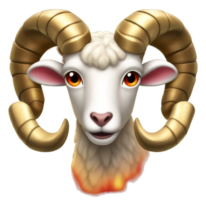 Realistic fire red ram fire flaming red hot fire fur gold horns Aries flames coming off and behind sticker