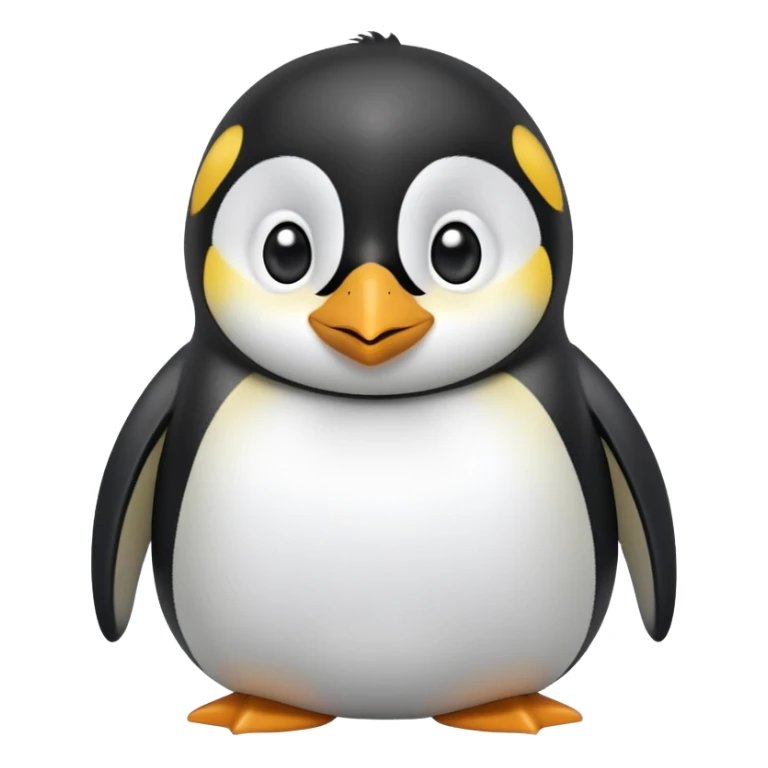 cinematic-cute-emperor-penguin-portrait-emoji,-head-tilted-playfully-and-inquisitively,-with-glossy,-pristine-plumage,-sparkling-eyes-filled-with-curiosity,-simplified-yet-irresistibly-adorable-features, black, large black eyes face sticker