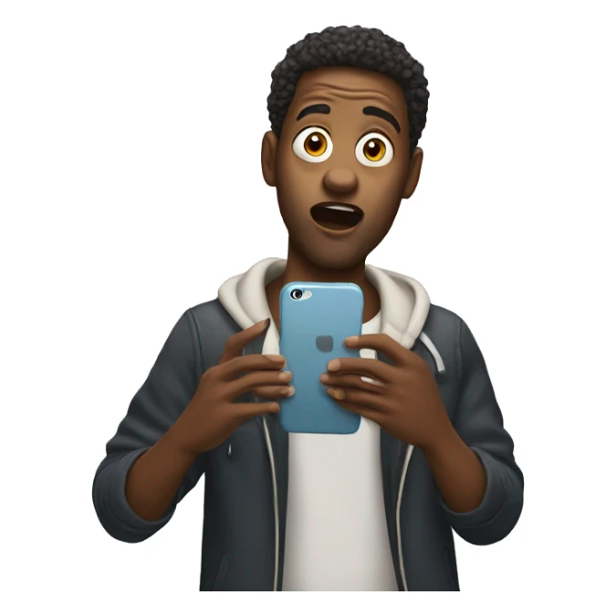 surprised musician holding his iPhone sticker