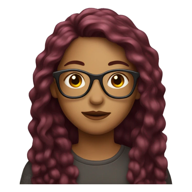 Light girl with long burgundy hair and glasses sticker