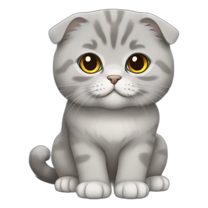 Scottish Fold Cat all grey long hair sticker