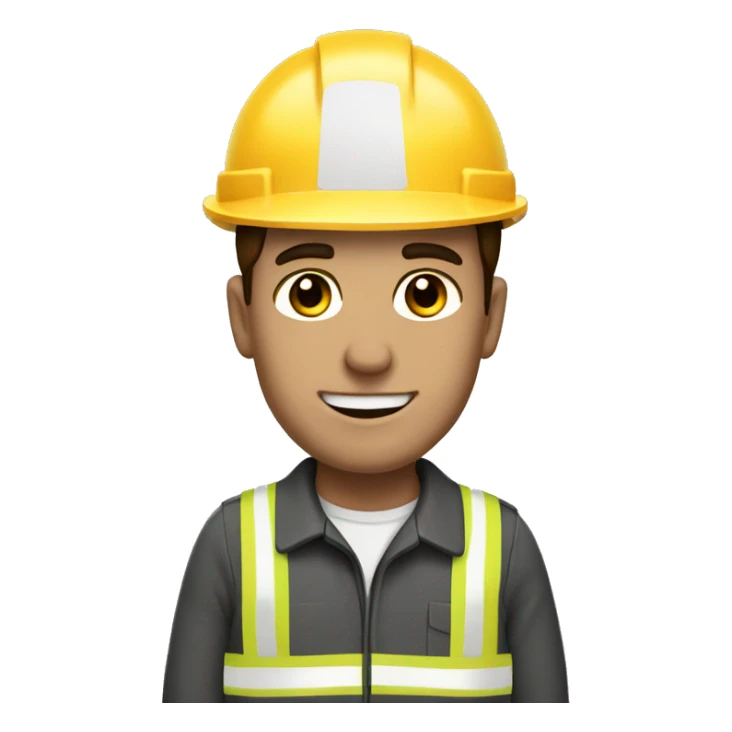 Brown haired man with a construction uniform , with the face dirty from charcoal  sticker