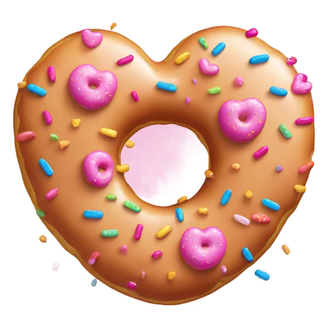 A pink doughnut with sprinkles in the shape of a heart sticker