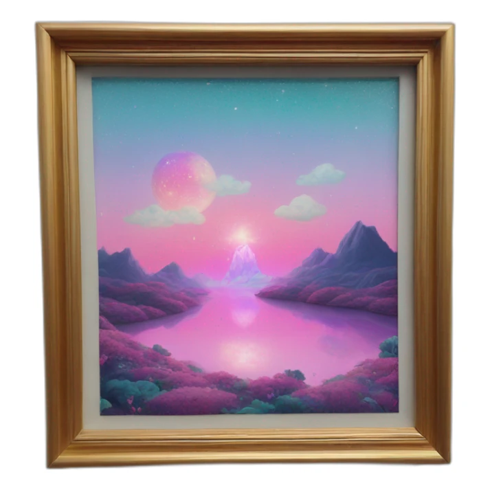 dreamland picture painting holographic in frame  sticker