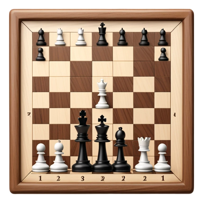 A chessboard with a few strategically placed pieces, including a king, queen, and pawns. The scene highlights the classic black and white squares of the board, emphasizing strategy and thoughtfulness in the game of chess. sticker