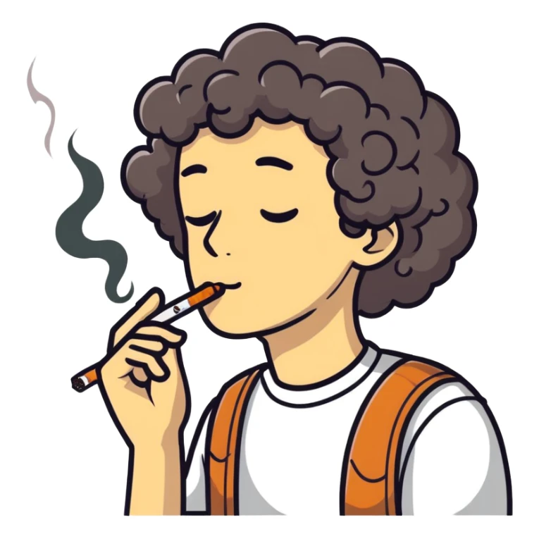 una persona con capelli ricci fumando sticker