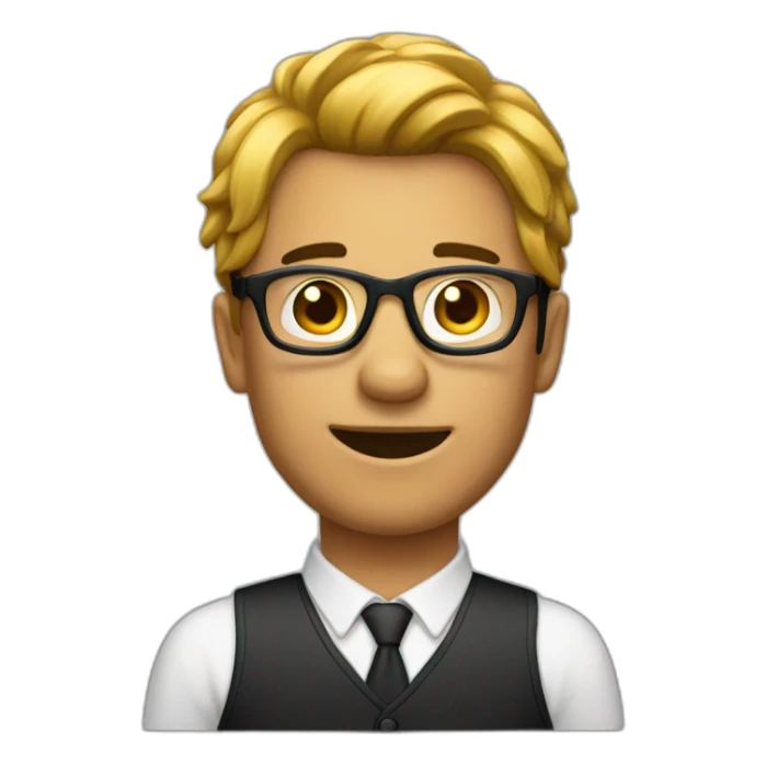 Homme cheveux long noir avec lunette sticker