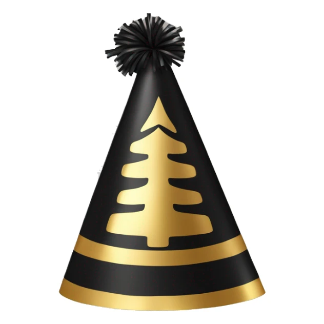 New Year's party hat black gold with strings sticking out sticker