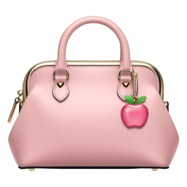 chic pastel pink women's purse apple emoji style sticker