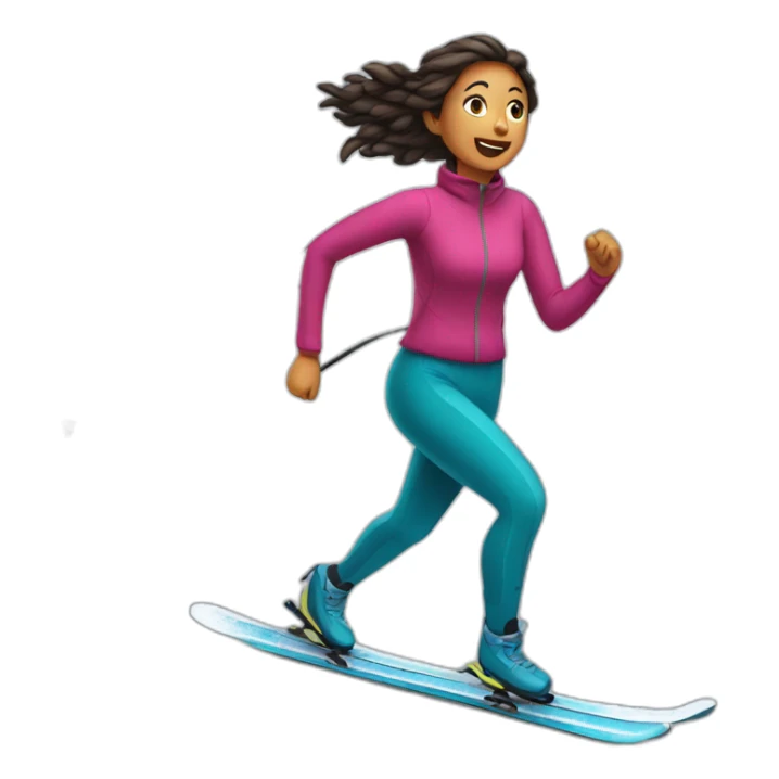 Woman running away on skis sticker