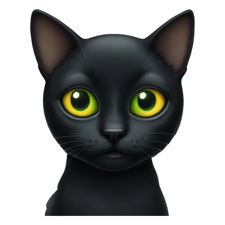 little black cat with one green eye and one yellow eye sticker