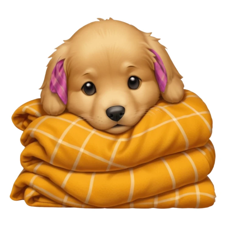 Autumn golden retriever puppy sleeping with a blanket sticker