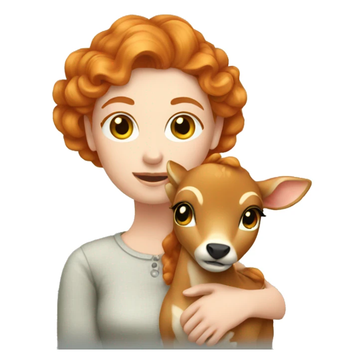 Beautiful ginger lady with fawn  sticker