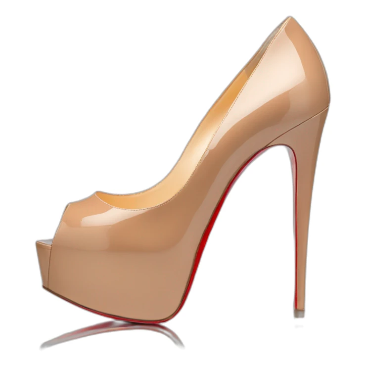 Louboutin nude patent Leather Lady Peep Toe Platform sticker