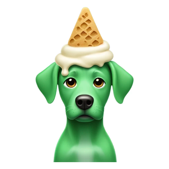 Green dog with ice cream on head sticker