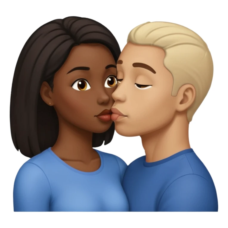 A black woman with a light skin man kissing  sticker
