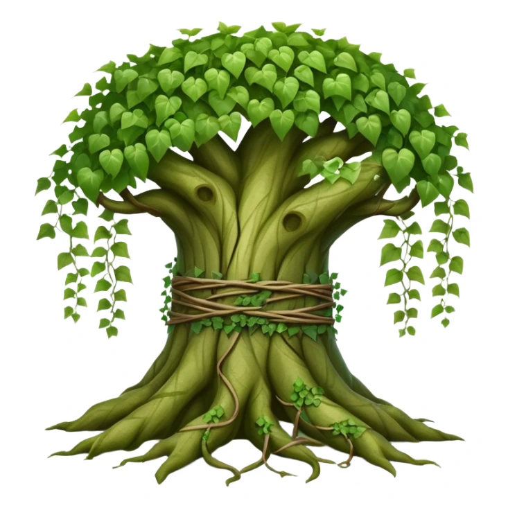Tree with vines wrapped around trunk, ivy entwined tree sticker